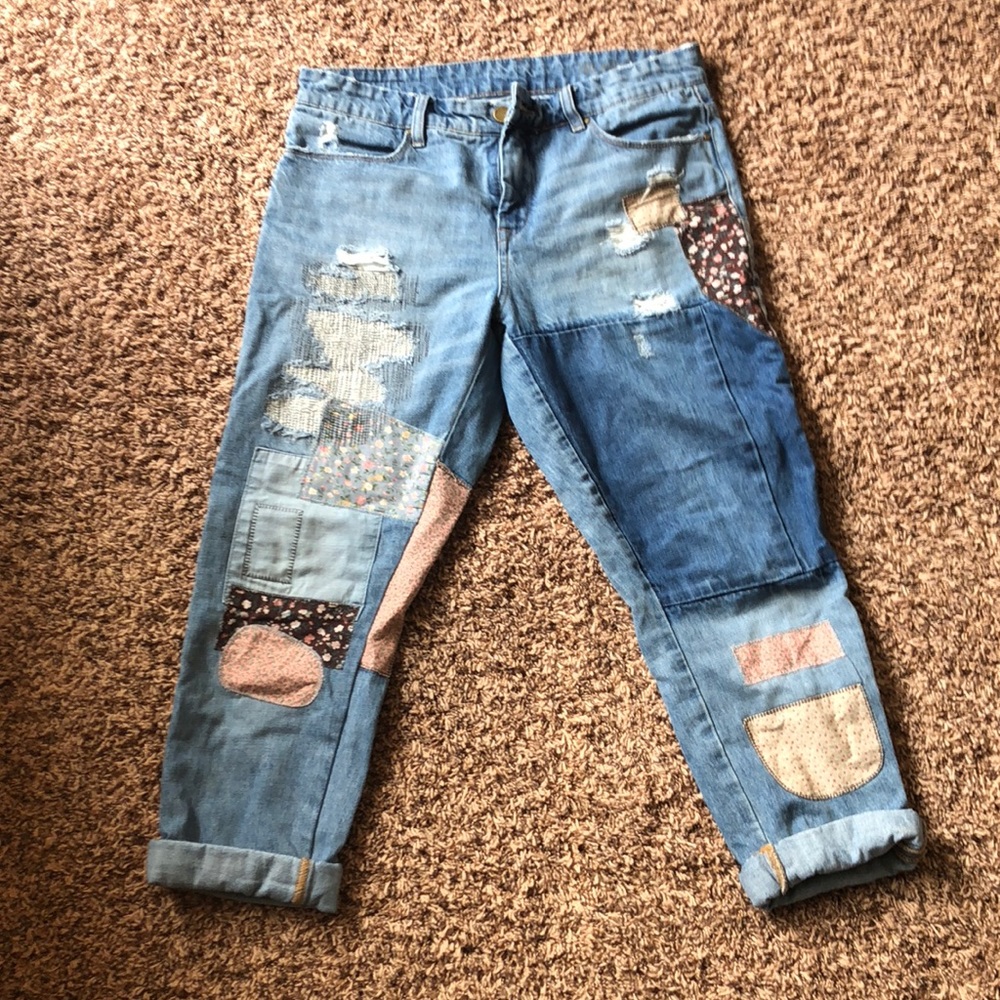Distressed BlankNYC patchwork Jeans